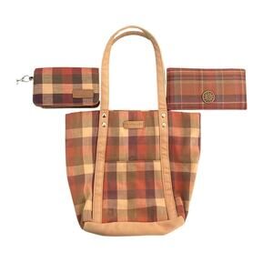 Longaberger Purse/ Pocketbook  Change Purse and Portfolio Plaid Colorful Design